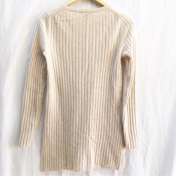 ANN TAYLOR | SMALL CREAM RIBBED 100% CASHMERE LONG SLEEVED SOFT SWEATER - Picture 5 of 5